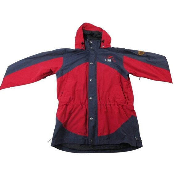 Ariat Jacket Mens Medium Red Windbreaker Lined Detachable Hooded Snap Inside Zip - Picture 1 of 15